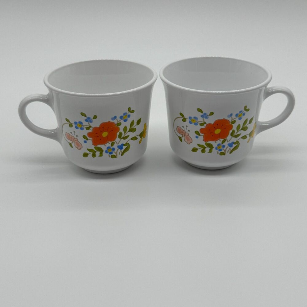 Vintage "Wildflower" Pattern Corelle Corning Ware Mugs (Set of 2)